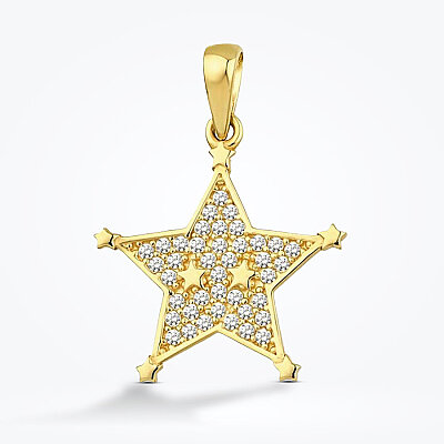 Altın Taşlı Yıldız Kolye Ucu - Baroni Diamond (1)