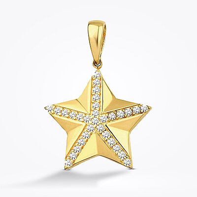 Altın Taşlı Yıldız Kolye Ucu - Baroni Diamond (1)