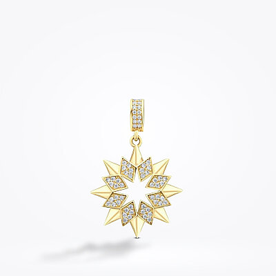 Altın Taşlı Yıldız Kolye Ucu - Baroni Diamond