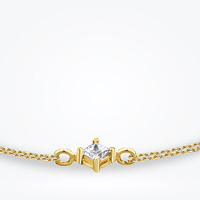 Altın Tektaş Çift Zincir Bileklik - Baroni Diamond (1)