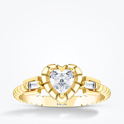 Altın Trend Kalp Yüzük - Baroni Diamond