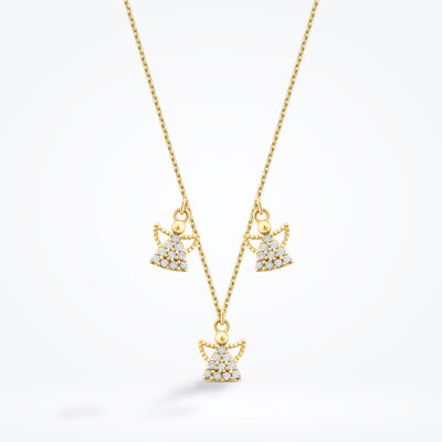 Altın Üç Melek Trend Kolye - Baroni Diamond