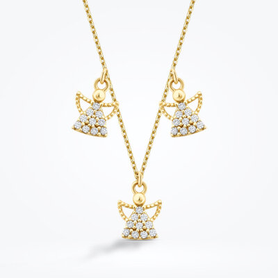Altın Üç Melek Trend Kolye - Baroni Diamond (1)