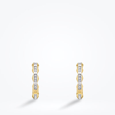 Altın Üçgen Sıra Taşlı Halka Küpe - Baroni Diamond (1)