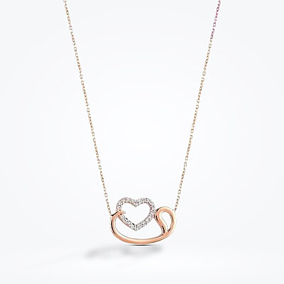 Altın Vav Kalp Kolye - Baroni Diamond (1)