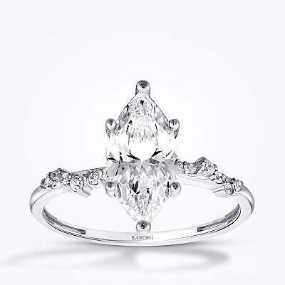 Altın Vintage Markiz Tektaş Yüzük - Baroni Diamond