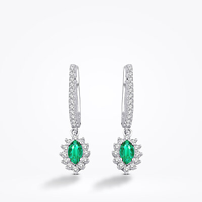 Altın Yeşil Taşlı Markiz Küpe - Baroni Diamond (1)