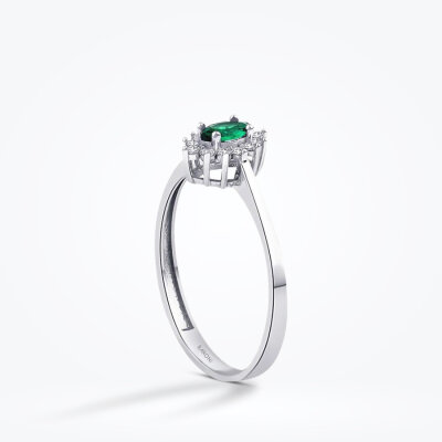 Altın Yeşil Taşlı Markiz Yüzük - Baroni Diamond (1)