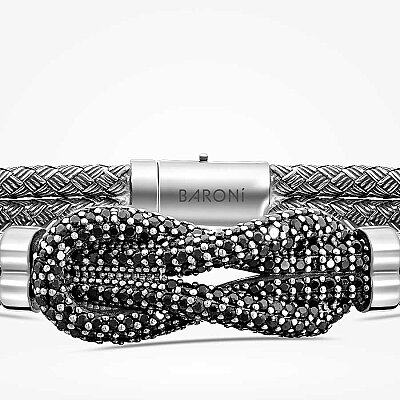 Gümüş Erkek Sonsuzluk Bileklik - Baroni Diamond (1)