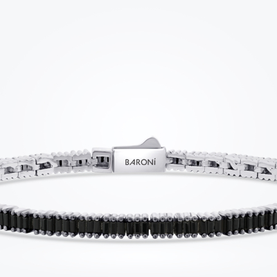 Gümüş Erkek Su Yolu Bileklik - Baroni Diamond (1)