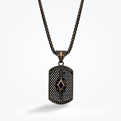 Gümüş Geometrik Erkek Kolye - Baroni Diamond (1)