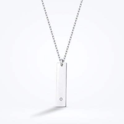 Pırlantalı Gümüş Erkek Plaka Kolye - Baroni Diamond